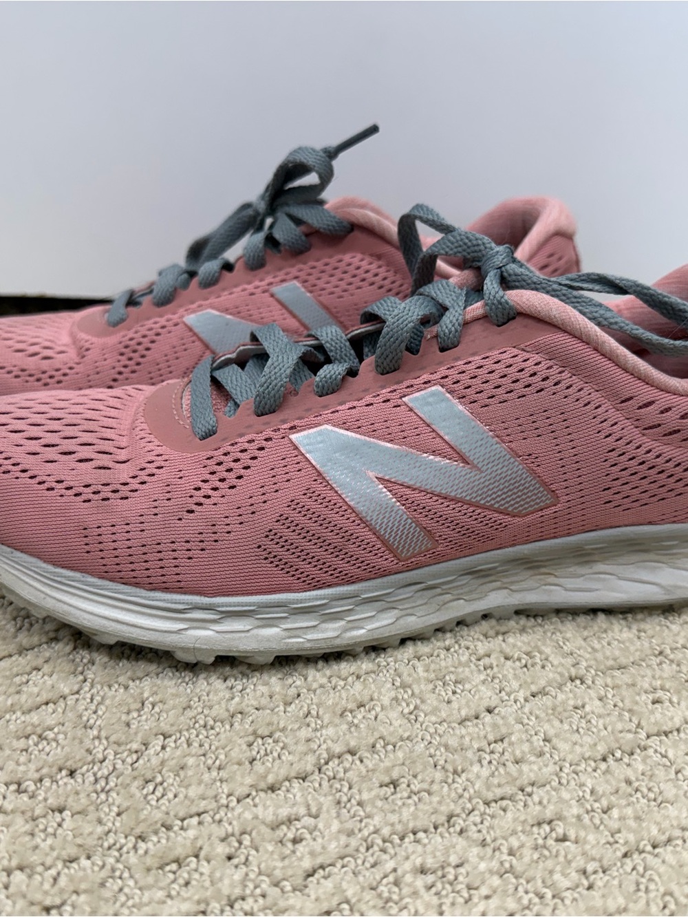 New Balance Pink Athletic Running Shoes with Gray Accents